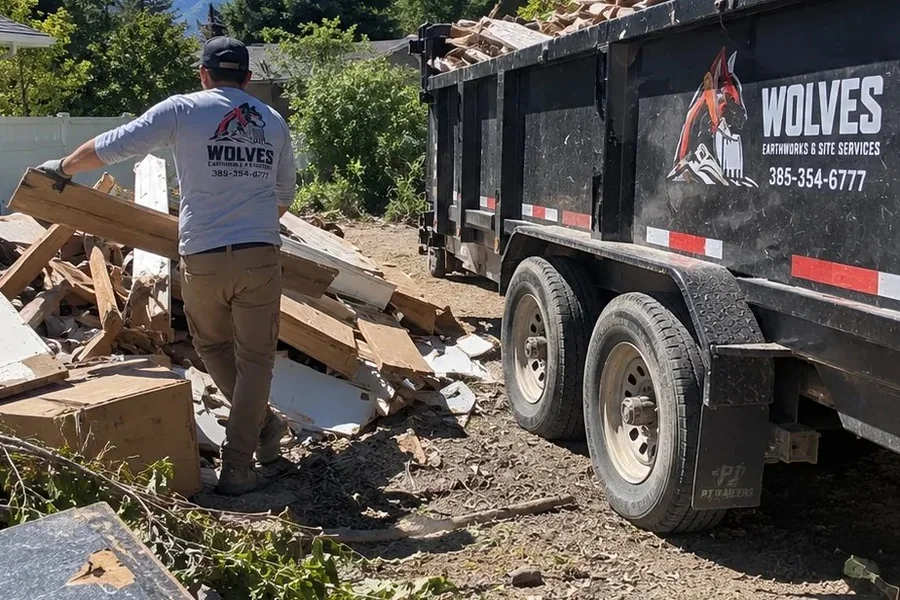 Debris being loaded out on a Utah job site
