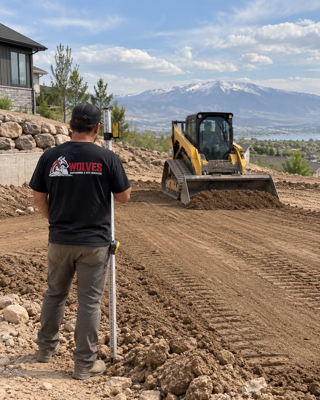 Wolves Earthworks dozer shaping a building pad in Utah